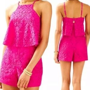 Lilly Pulitzer Celyn Lace Tic Tac Tile Romper